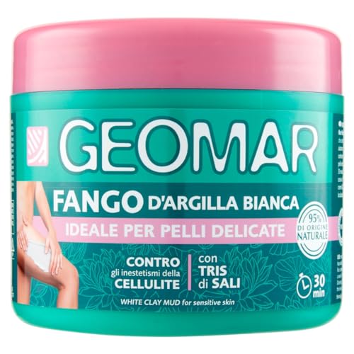 Geomar | Fango Di Argilla Bianca, Contro Gli Inestetismi Della Cellulite, Per Pelli Delicate, 95% Di Origine Naturale Con Trio Di Sali (Sale Marino, E