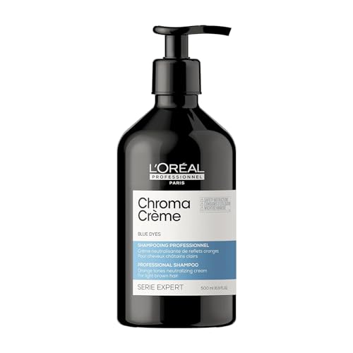 L'Oréal Professionnel Paris | Shampoo Professionale Correttore Del Colore Chroma Crème Blu Serie Expert, Per Capelli Castano Da Chiaro A Medio Tinti,