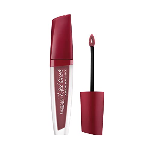 Deborah Milano - Red Touch Lipstick Rossetto Liquido Matte, N.13 Rosy Brown, Colore Intenso E No Transfer, Dona Labbra Morbide E Vellutate, 4.5 Gr
