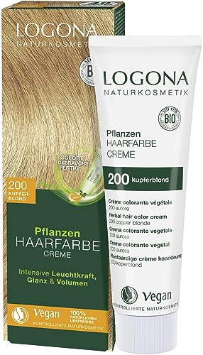 Logona Naturkosmetik Colore Per Capelli Vegetali Crema 200 Biondo Rame, Bionda Naturale Con Henné, 150 Ml