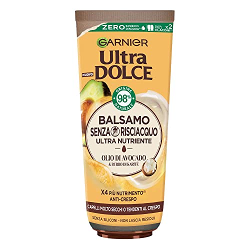 Garnier Ultra Dolce Balsamo Senza Risciacquo, Ultra Nutriente Per Capelli Molto Secchi O Tendenti Al Crespo, Olio Di Avocado E Burro Di Karité, 200 Ml