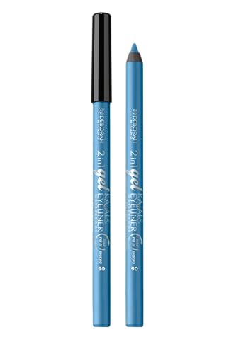 Deborah Milano - Matita Occhi 2 In 1 Kajal E Eyeliner Waterproof, 06 Light Blue, A Lunga Durata, Waterproof, Tratto Ultra-Pigmentato E Cremoso, Dona U