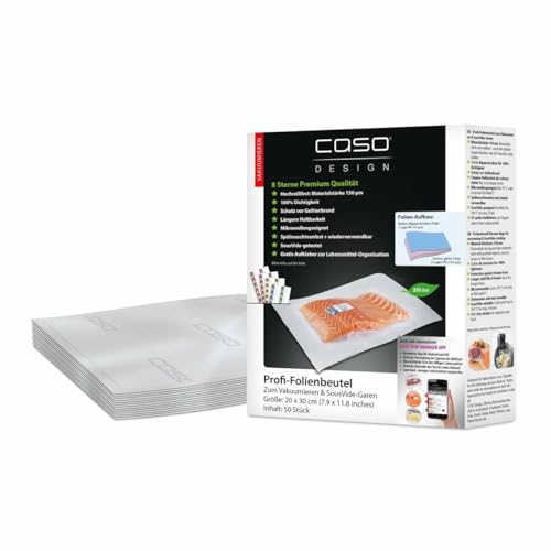 Caso Profi- Folienbeutel 20X30Cm (1219) / 50 Beutel Für Alle Balken Vakuumierer Geeignet/Kochfest - Mikrowellen Geeignet - Sous Vide Geeignet/Stabile 