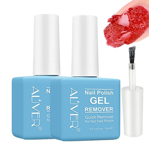 Solvente Per Smalto (2×15Ml), Gel Nail Polish Remover, Solvente Per Smalto Per Unghie Professionale, Rimozione Semipermanente Unghie, Si Stacca In 3-6