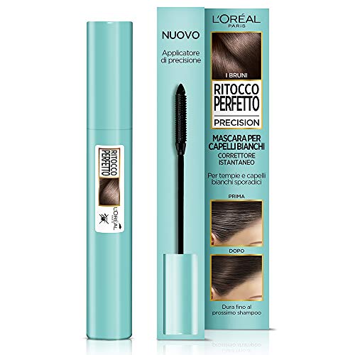 L'Oréal Paris Mascara Istantaneo Ritocco Perfetto Precision, Ideale Per Capelli Bianchi Radi E Tempie, Non Macchia, 2 Bruno