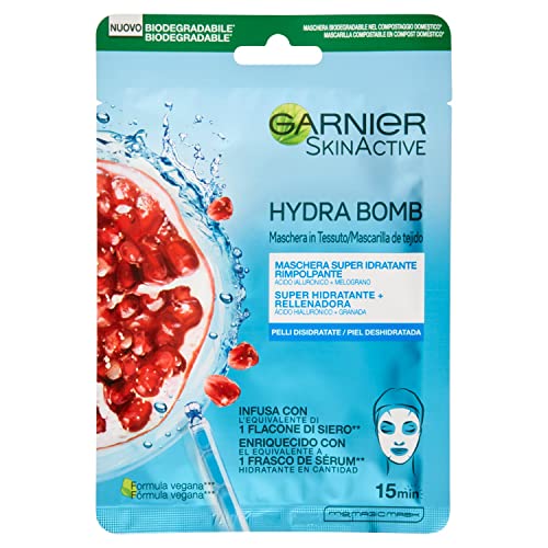 Garnier Skinactive Hydra Bomb Maschera Viso In Tessuto Super Idratante Energizzante Per Pelli Da Dissetare, 32 Ml