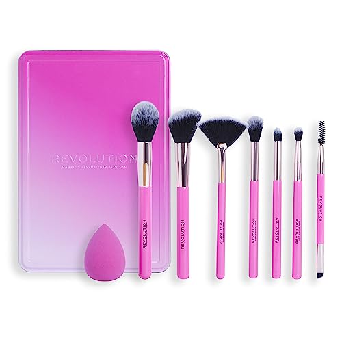 Makeup Revolution Set Regalo Editing Pennelli, 7 Pennelli Per Occhi, Highlighter E Viso, 1 Spugna Per Il Blending, 8 Prodotti Inclusi