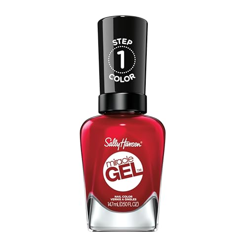 Sally Hansen Smalto Unghie Miracle Gel, Smalto Gel Senza Lampada Uv, Effetto Manicure Professionale, 680 Rhapsody Red