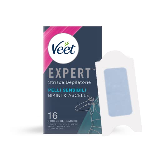 Veet Expert Strisce Ascelle E Zona Bikini Pelli Sensibili, 8X2 Strisce (12+4 Omaggio)
