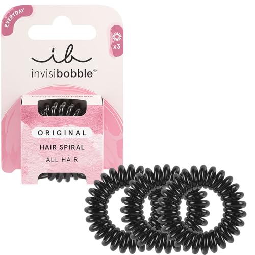 Invisibobble Elastici Per Capelli Nero Original True Black X3 - Elastico Capelli A Spirale - Elastici Per Capelli Senza Pieghe