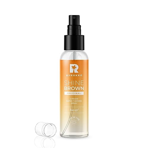 Byrokko Shine Brown Two-Phase Super Tanning Spray (100 Ml), Efficace In Solarium E Al Sole, Con Oli Naturali E Acido Ialuronico Per Un'Abbronzatura Pi