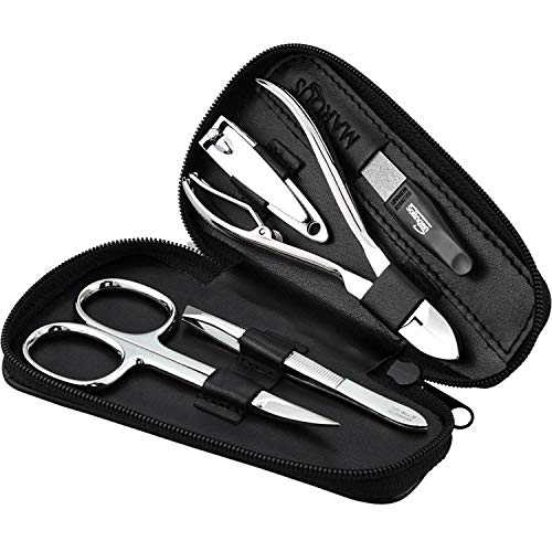 Marqus Set Manicure Professionale - 5 Pezzi Manicure E Pedicure, Forbicine Unghie, Manicure E Pedicure Set, Custodia In Vera Pelle, Kit Manicure Da Vi