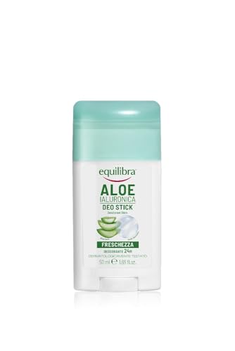 Equilibra Corpo, Aloe Ialuronica Deo Stick, Deodorante Adatto Per Pelli Sensibili Con Complesso Anti-Odore, A Base Di Aloe E Acido Ialuronico, 50 Ml