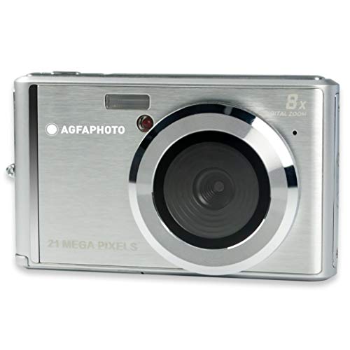 Agfa Photo - Fotocamera Digitale Compatta Con Sensore Cmos Da 21 Megapixel, Zoom Digitale 8X E Display Lcd, Colore: Argento
