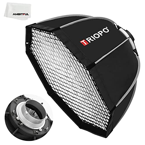 Triopo - Softbox Da 90 Cm Per Fotografia, Portatile, Con Attacco Bowens, Ottagonale