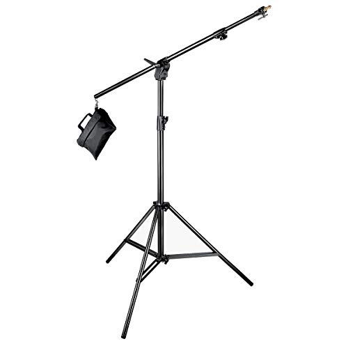 Manfrotto 420B Stativo Con Contrappeso, Serie Boom, 4 Sezioni In Acciaio E Alluminio, Nero