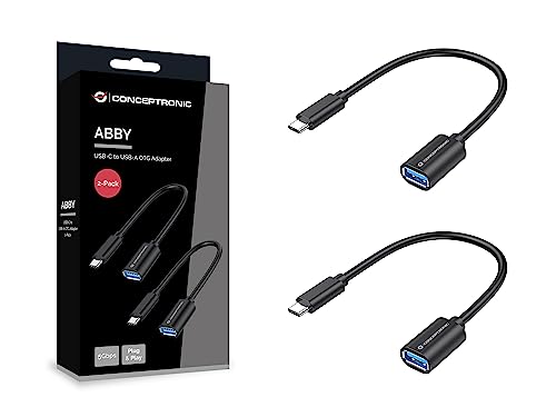 Conceptronic Abby11B - Adattatore Otg Usb-C A Usb-A, Confezione Da 2 Pezzi, 20 Cm