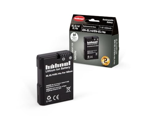 Hahnel Hl El14 Batteria Litio-Ion Per Nikon Con Capacità 1050 Mah, 7.4V, 7.8 Wh, Sostitutiva Della Batteria En-El14, Nero/Antracite