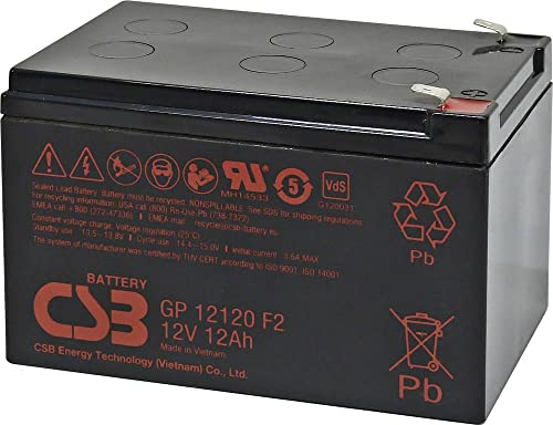 Csb Battery Gp 12120 Standby Usv Gp12120F2 - Batteria Al Piombo 12 V, 12 Ah, In Tessuto Non Tessuto (Agm), 151 X 100 Mm (Larghezza X Altezza X Profond