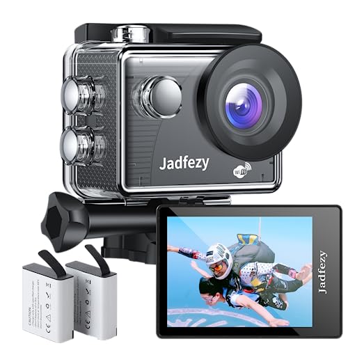 Jadfezy Wifi Action Cam 1080P, Da 12 Mp E Grandangolare, Subacquea Da 30M Dotato Di 2×1050 Mah Batteries Di Grande Capacità E Accessori Di Montaggio P