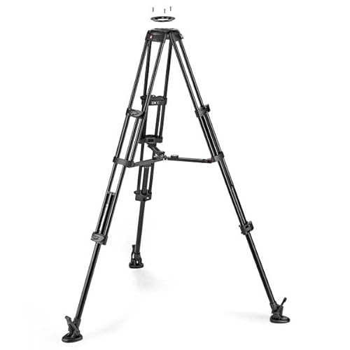 Manfrotto Mvttwinma Treppiede A Doppio Tubo In Alluminio Con Stella Mediana, Culla Da 100 Mm E Adattatore A 75 Mm, 3 Basi In Gomma, Doppi Piedini A Pu