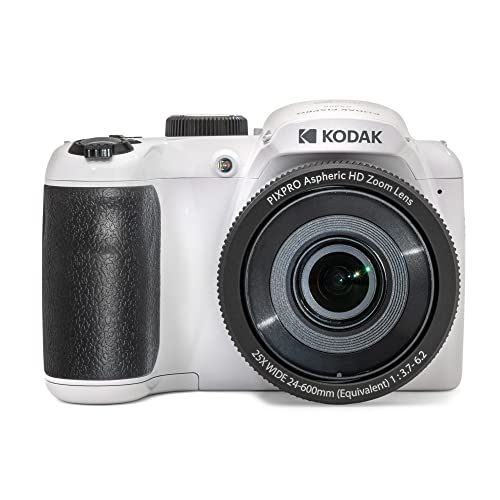 Kodak Pixpro Astro Zoom Az255-Wh Fotocamera Digitale Da 16 Mp Con Zoom Ottico 25X 24 Mm Grandangolare 1080P Full Hd Video E Lcd Da 3" (Bianco)
