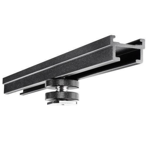 Walimex Blitzschiene Verlängerungsschiene 15 Cm - Beidseitige Blitzschuh Halterung - Stativ Montage Für 1/4 Zoll Gewinde - Für Magic Arm, Videoleuchte