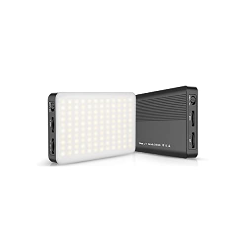 Realpower Lightson - Luce Video Per Fotocamera, Batterie Ricaricabili Incorporate, 3200 K-6500 K, Dimmerabile E Ultra Sottile, Con Supporto, 6 Filtri