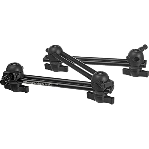Manfrotto 396Ab-3 Braccetto Serie Articulated, 3 Sezioni, Supporto Per Luce, Attacco 16 Mm E 3/8", In Alluminio, Nero