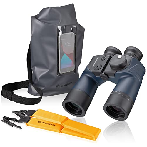 Bresser Binosail - Binosail 7X50 Per Marinai, Impermeabile, Con Bussola E Piastra Per Il Calcolo Della Distanza/Dimensione, Con Cintura E Borsa Imperm