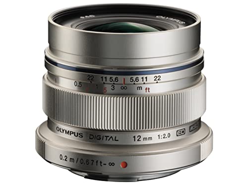 Olympus M.Zuiko Digital Ed Obiettivo 12Mm 1:2.0, Micro Quattro Terzi, Per Fotocamere Om-D E Pen, Argento