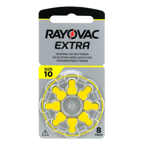 Rayovac Extra 10, 8 Batterie Per Apparecchi Acustici, Ad Alta Potenza, Batterie Zinco-Aria, 1 Blister, Giallo - 10Aux-8Xemf