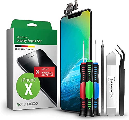 Giga Fixxoo Set Display Per Iphone X | Kit Di Riparazione Completo Con Kit Di Attrezzi, Schermo Di Ricambio, Display Retina Lcd Con Touch Screen (Come