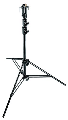 Manfrotto 007Bsu Stativo Serie Junior Massima Capacità Di Carico, 20 Kg, Massima Altezza 325 Cm Per Luci, 3 Sezioni, In Acciaio, Nero