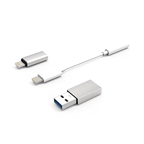 Coolbox Coo-Ckit-Appl - Kit Di Connettività Per Iphone/Ipad, Con Convertitore Lightning A Jack Da 3,5 Mm, Lightning A Usb-C E Lightning A Usb-A Per Tr