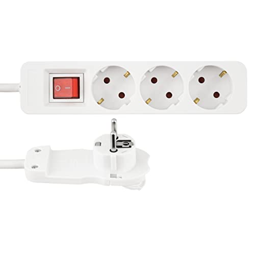 Rev Ritter, 0012326114, Connettore Piatto Presa, A 3 Vie Con Interruttore, 2M, Bianco