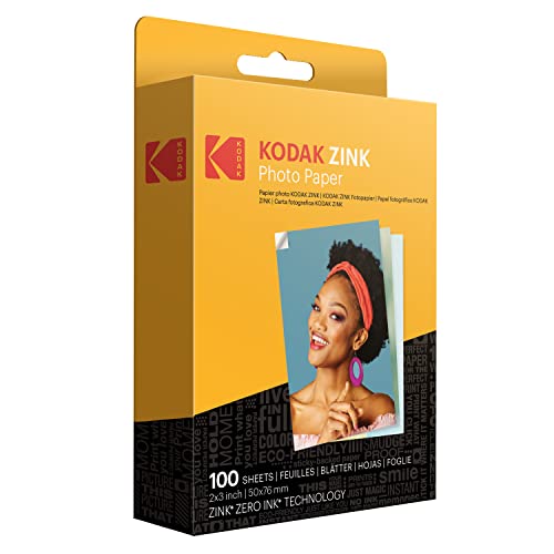 Kodak Carta Fotografica Zink Premium 2X3 Pollici (100 Fogli) Compatibile Con Fotocamere E Stampanti Kodak Printomatic, Kodak Smile E Step