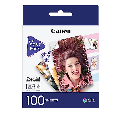 Canon Carta Fotografica Zink 5,1 X 7,6 Cm, 100 Fogli, Crea Istantaneamente Stampe Condivisibili Dei Tuoi Scatti Con Questa Carta Fotografica Zink Con