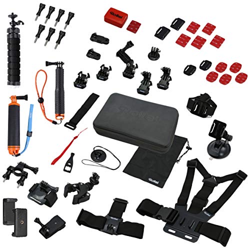 Rollei Actioncam Mount Set Sport Xl - Kit Di 49 Accessori Per Actioncam Rollei E Gopro, Incl. Mini Treppiede, Supporto Per Smartphone, Asta Per Selfie