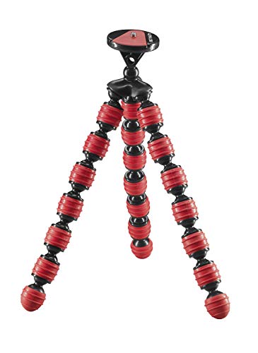 Cullmann Alpha 380 Mobile Flessibile Mini Treppiede Con Supporto Per Smartphone, Rosso, Carico Massimo 1,5 Kg, 267G Leggero, 380 Mobile (30 Cm)