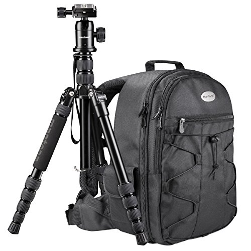 Mantona Reise Set Inkl. Slr Kamerarucksack Azurit Und Reisestativ Dslm Travel Mit Kugelkopf Und Integriertem Einbeinstativ