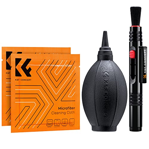 K&F Concept Kit Pulizia Per Obiettivo,Set Pulizia Fotocamera In 3 Parti Per Fotocamere Dslr, Lenti, Filtri, Penna Pulizia Doppia Punta, Soffietto, Pan