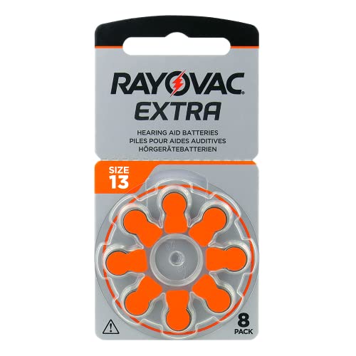 Rayovac Extra 13, 8 Batterie Per Apparecchi Acustici, Ad Alta Potenza, Batterie Zinco-Aria, 1 Blister, Arancione, 13Aux-8Xemf