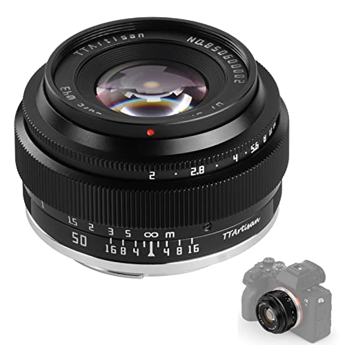 Ttartisan 50Mm F2 Obiettivo Per Fotocamere Mirrorless F2 Solo Per Fotocamere Sony E-Mount A7 A7Ii A7R A7S A9 Aps-C: A5000 A6600 Nex-3 Nex-5 Nex-7 Nex5