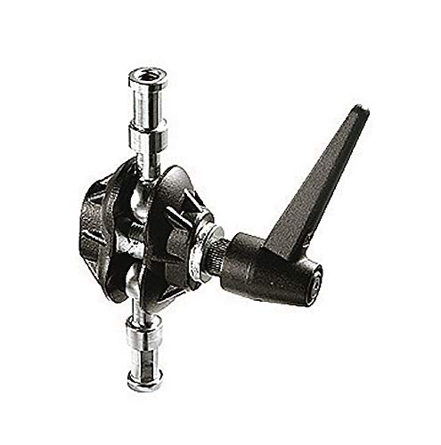 Manfrotto 155Bkl Accessorio Con Testa A Snodo Senza Attacco Rapido, Con Doppia Sfera Per Luci, In Alluminio, Nero