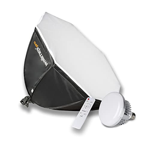 Walimex Pro Softbox Octagon Ø 65 Cm 45 W Bi Color Led I Con Diffusore E Telecomando, Temperatura Di Colore Da 3.000 – 6.000 K, Per Foto E Video Profes