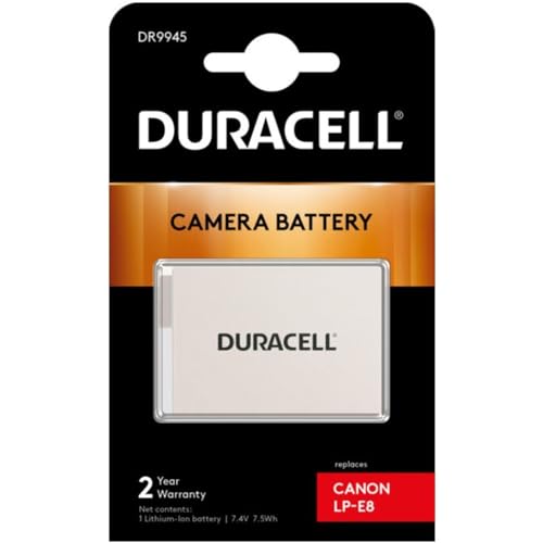Duracell Dr9945 Batteria Per Canon Lp-E8, 7.4 V, 1020 Mah, Bianco