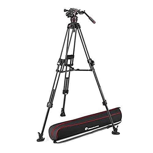 Manfrotto Fasttripod, Testa Treppiede Video Fluida 608 Nicrotech Con Treppiede Video 645 Fast Twin In Carbonio, Kit Per Dslr, Reflex, Camcorder, Caval