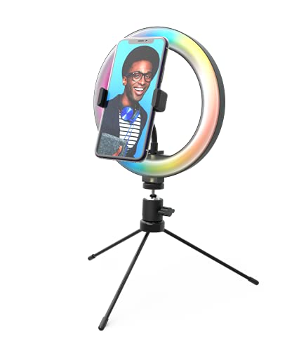 Digipower Luce Ad Anello Rgb Da 10" Con 3 Modalità Di Illuminazione, 15 Colori Rgb E 10 Livelli Di Luminosità, Supporto Per Smartphone (Ios/Android),