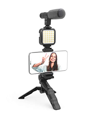 Digipower Like Me Vlog Kit Dps-Vlg2K - Compatibile Con Smartphone E Fotocamere Tra Cui Microfono, 36 Luci Led E Treppiede